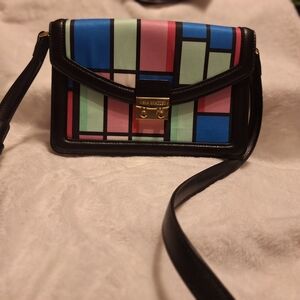 Vera Bradley Blue and Pink Crossbody Bag with Geometric Design
